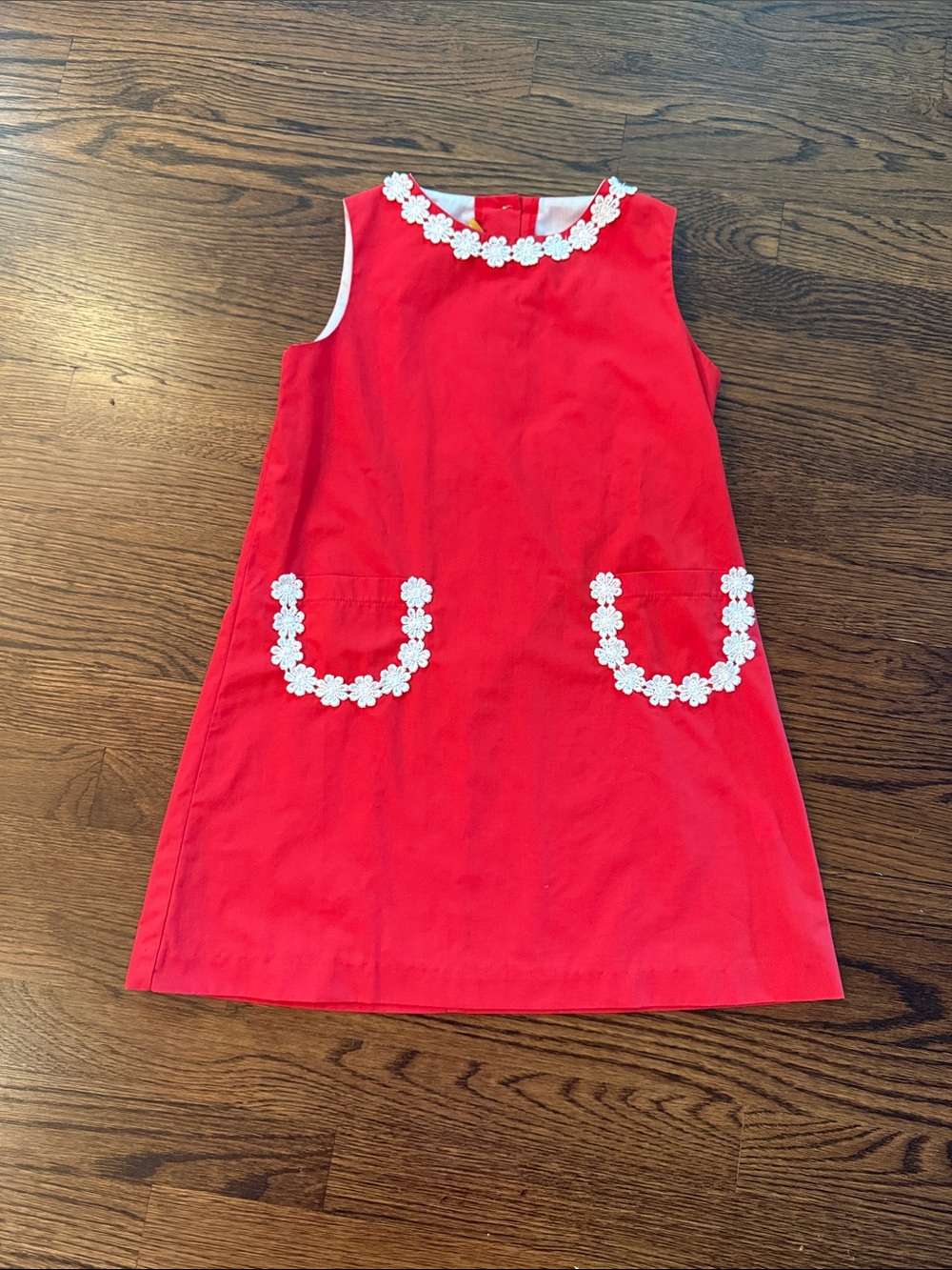 TBBC Girls Red Floral-Trim Shift Dress